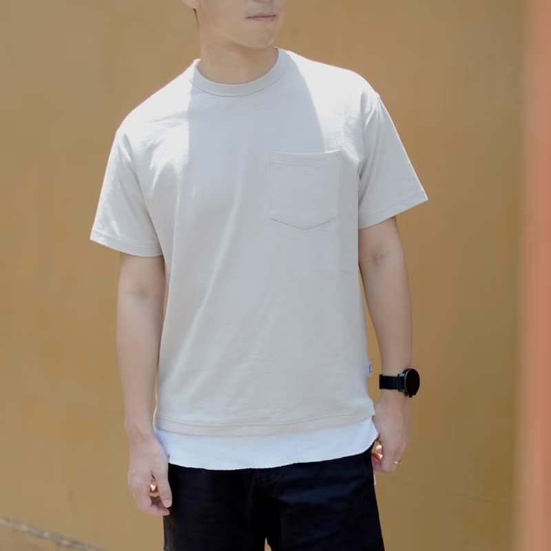 夏日寬版假兩件口袋 中性T恤 /簡約款式/純棉材質/素T/情侶/禮物