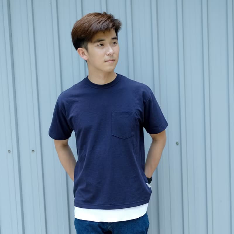 夏日寬版假兩件口袋 中性T恤 /簡約款式/純棉材質/素T/情侶/禮物