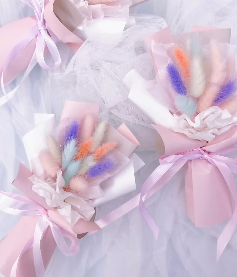 馬卡龍兔尾草小花束 情人節 永生花花束 乾花花束 畢業花 禮物