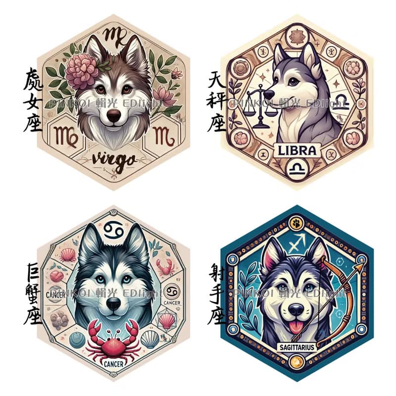 【交換禮物】哈士奇星座吸水杯墊_可愛版