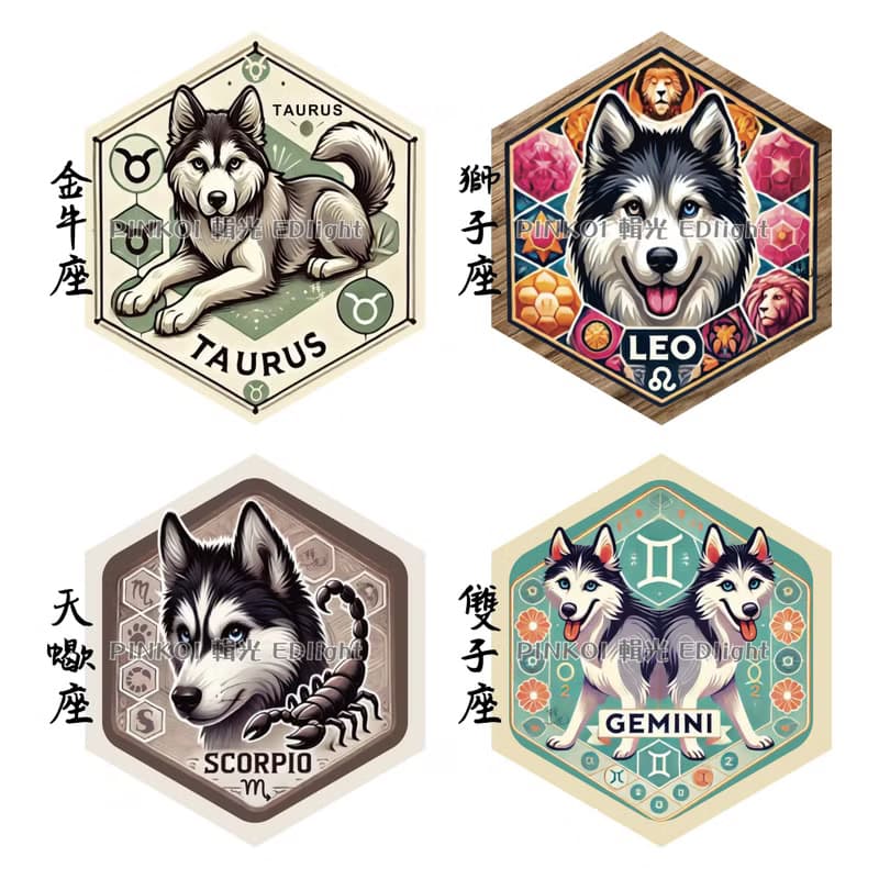 【交換禮物】哈士奇星座吸水杯墊_可愛版