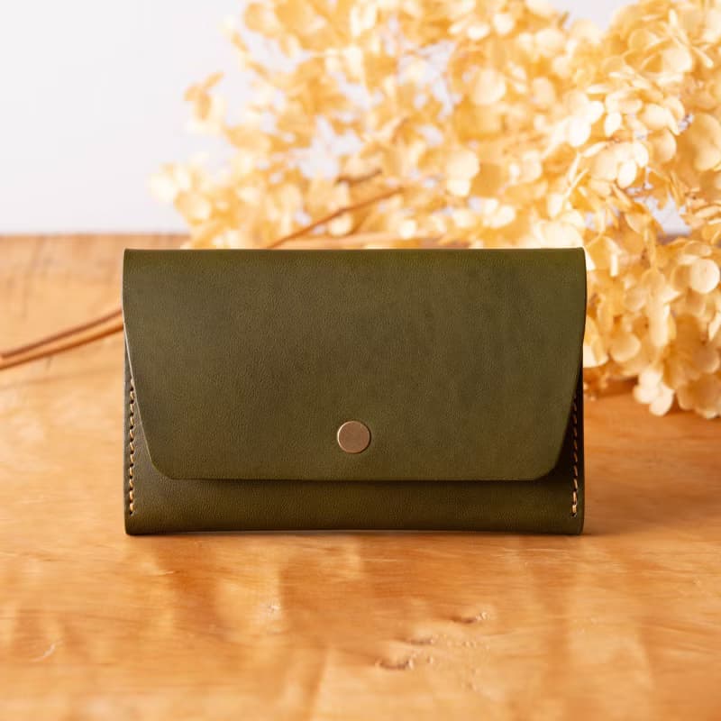 シンプルなマチつきカードケース 名刺入れ　Patan-card マチつき #Olive【入学祝】【就職祝】【カスタム可能なギフト】
