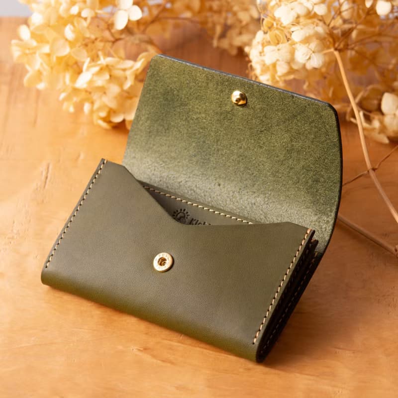 シンプルなマチつきカードケース 名刺入れ　Patan-card マチつき #Olive【入学祝】【就職祝】【カスタム可能なギフト】