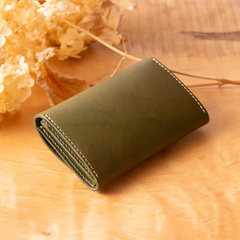 シンプルなマチつきカードケース 名刺入れ　Patan-card マチつき #Olive【入学祝】【就職祝】【カスタム可能なギフト】