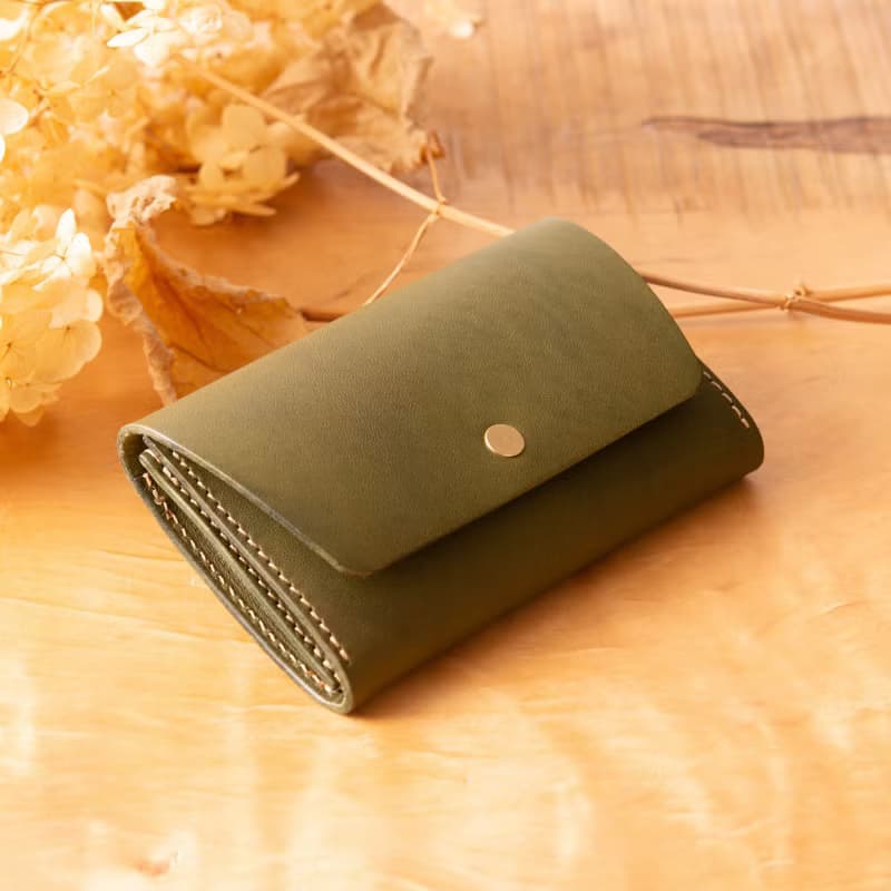 シンプルなマチつきカードケース 名刺入れ　Patan-card マチつき #Olive【入学祝】【就職祝】【カスタム可能なギフト】