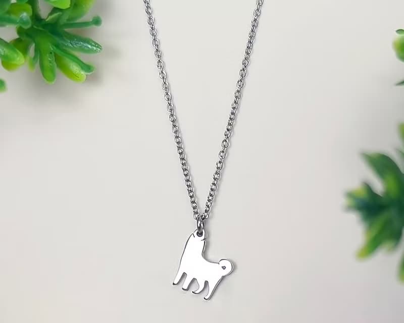 迷你柴犬項鍊(小朋友可戴) -迷你動物剪影系列-抗敏