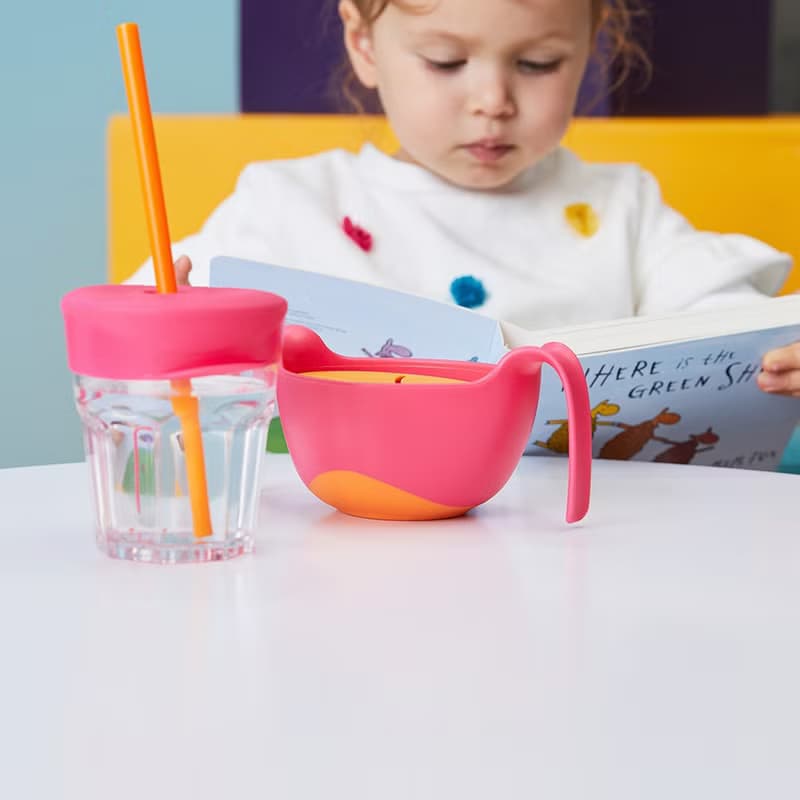 b.box 專利吸管三用碗(草莓粉)
