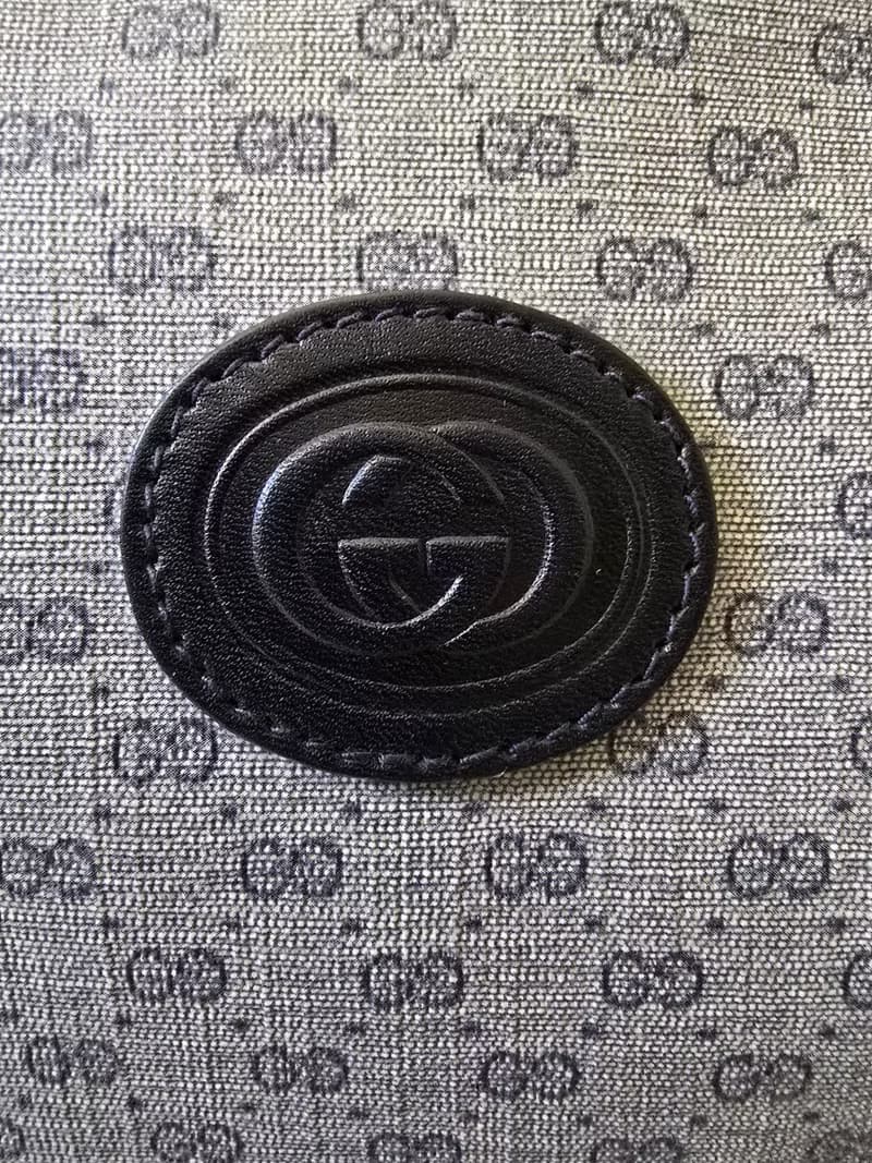中古二手Gucci復古藍色老花波士頓包斜背包單肩包側孭皮革包手袋
