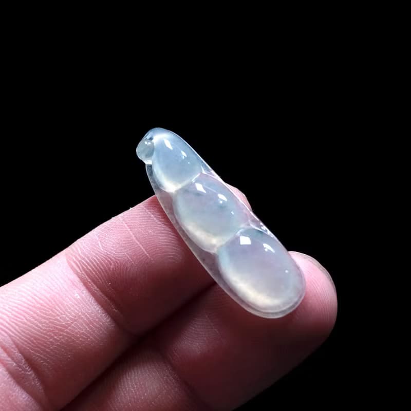 冰種飄花翡翠福豆 | 天然緬甸玉翡翠A貨 | 送禮