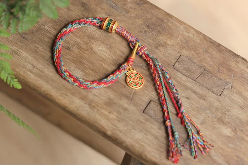 春秋原創 | 鴻運 | 琺琅彩沙金 全手工編繩 | 藏式吉祥手繩