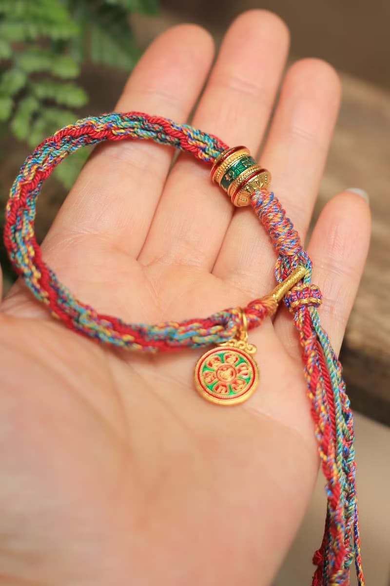 春秋原創 | 鴻運 | 琺琅彩沙金 全手工編繩 | 藏式吉祥手繩