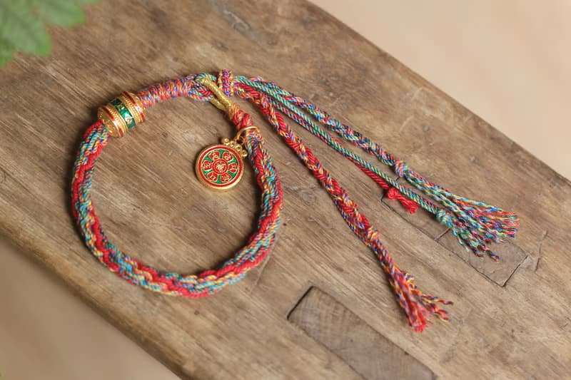 春秋原創 | 鴻運 | 琺琅彩沙金 全手工編繩 | 藏式吉祥手繩