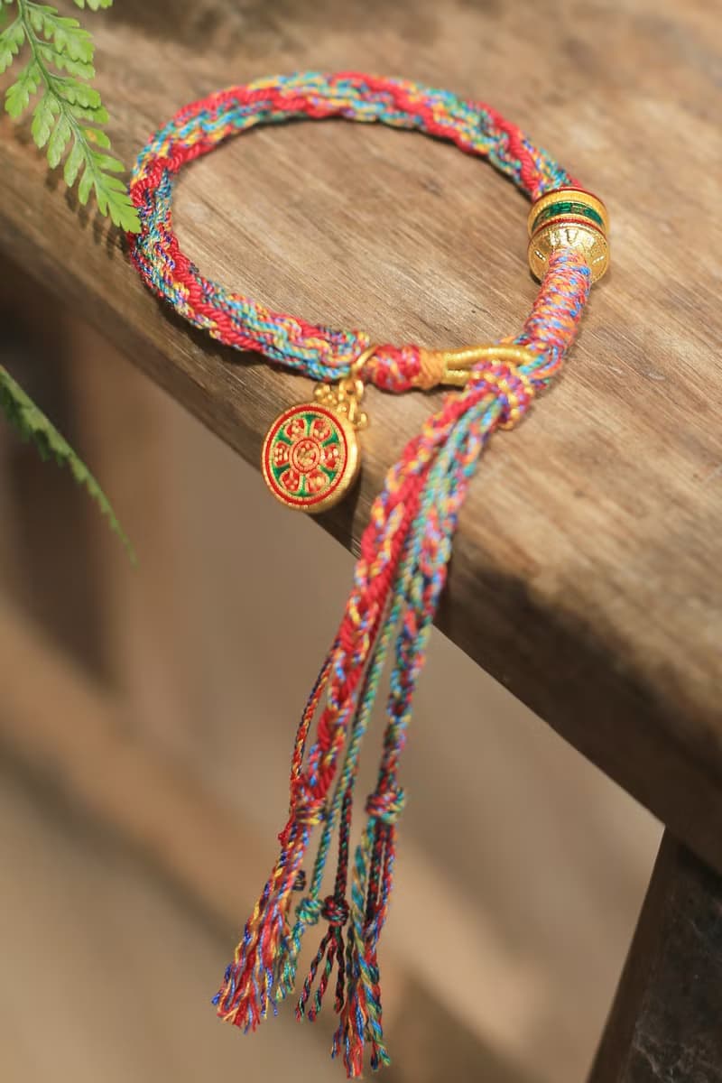 春秋原創 | 鴻運 | 琺琅彩沙金 全手工編繩 | 藏式吉祥手繩