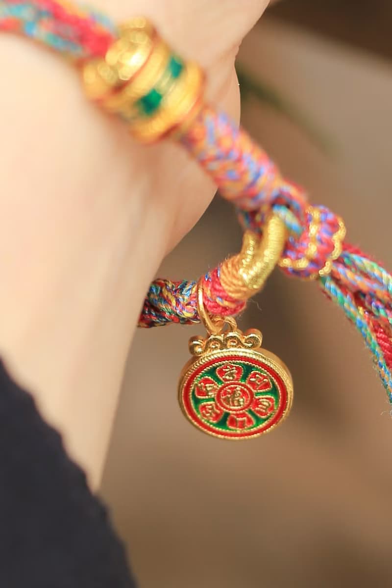 春秋原創 | 鴻運 | 琺琅彩沙金 全手工編繩 | 藏式吉祥手繩