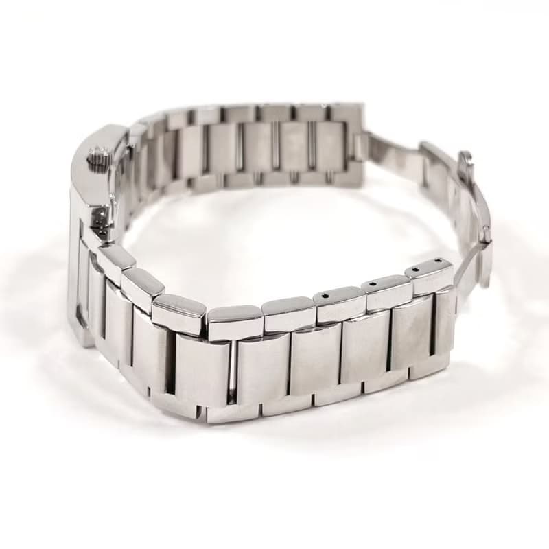 【日本直送 中古美品】グッチ GUCCI 腕時計 7700L ステンレススチール シルバー ホワイト クオーツ スクエアフェイス