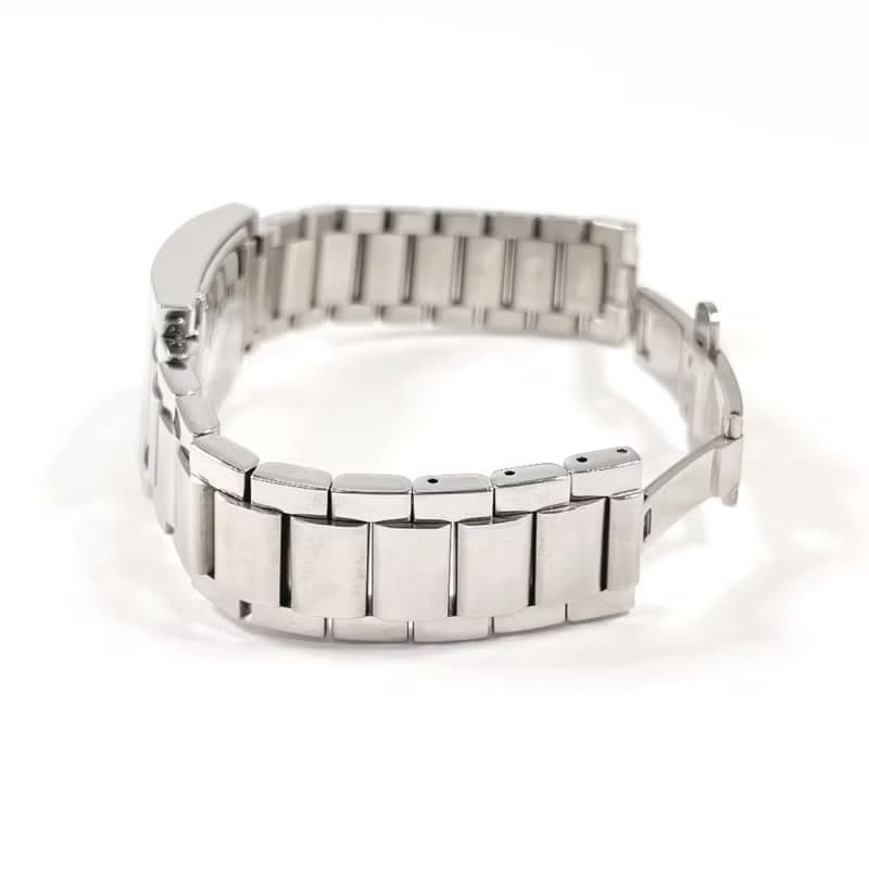 【日本直送 中古美品】グッチ GUCCI 腕時計 7700L ステンレススチール シルバー ホワイト クオーツ スクエアフェイス