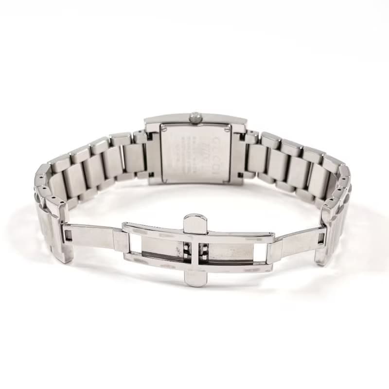 【日本直送 中古美品】グッチ GUCCI 腕時計 7700L ステンレススチール シルバー ホワイト クオーツ スクエアフェイス