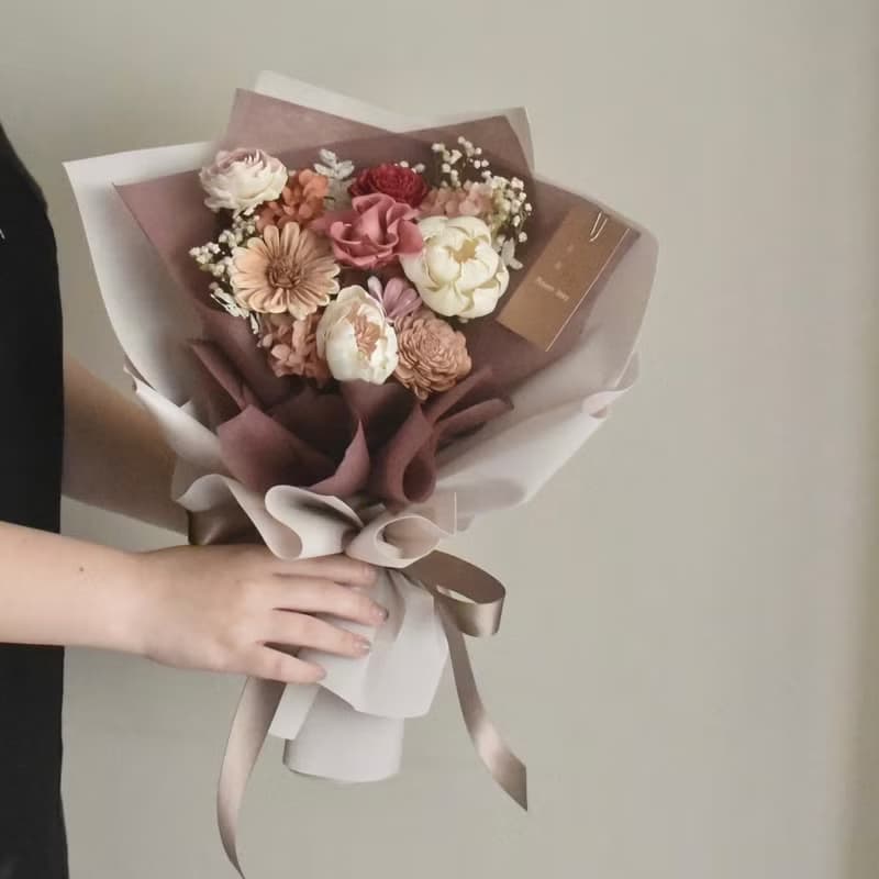 /暖色系莫蘭迪花束/畢業花束 情人節花束 求婚花束 生日 捧花