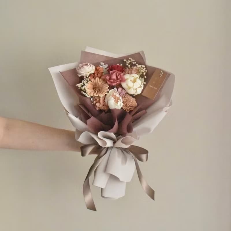 /暖色系莫蘭迪花束/畢業花束 情人節花束 求婚花束 生日 捧花