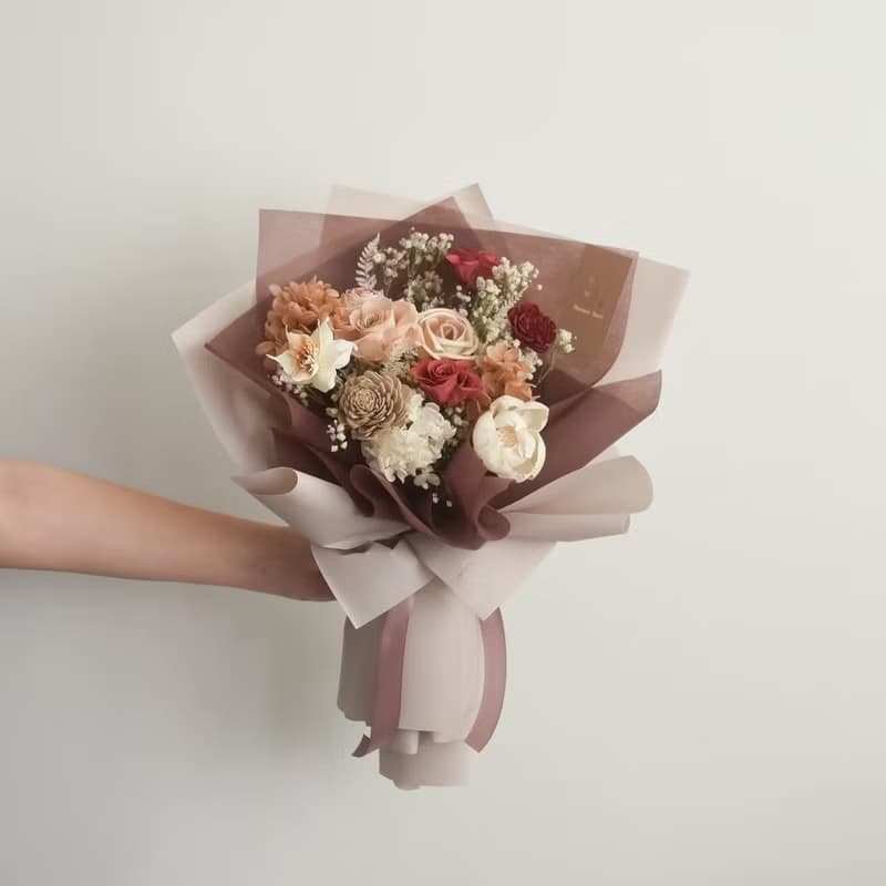 /暖色系莫蘭迪花束/畢業花束 情人節花束 求婚花束 生日 捧花