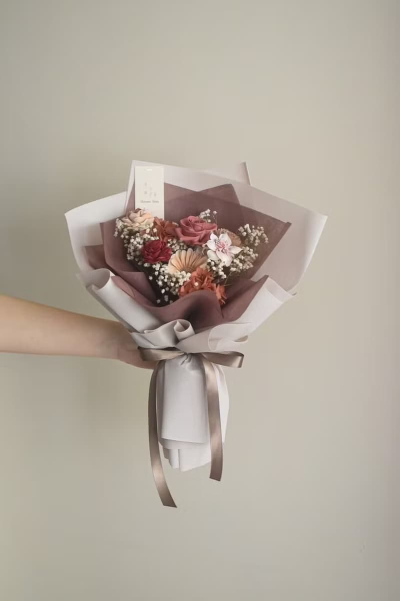 /暖色系莫蘭迪花束/畢業花束 情人節花束 求婚花束 生日 捧花