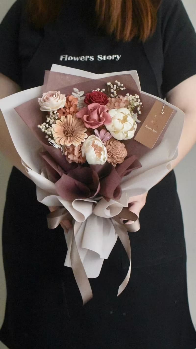 /暖色系莫蘭迪花束/畢業花束 情人節花束 求婚花束 生日 捧花