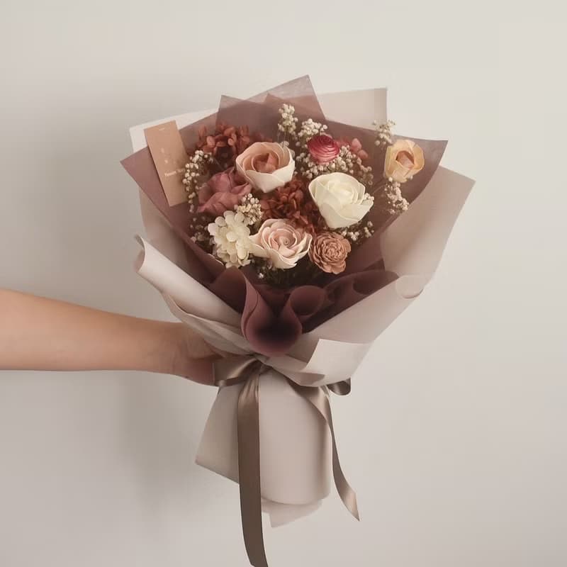 /暖色系莫蘭迪花束/畢業花束 情人節花束 求婚花束 生日 捧花