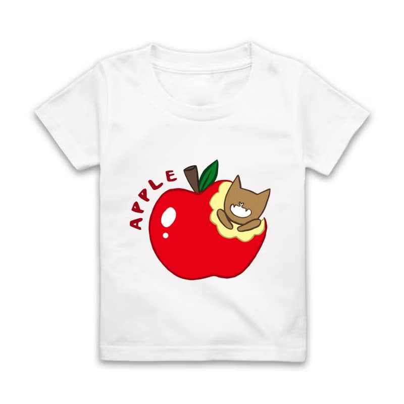 字母A-APPLE短袖T恤-白