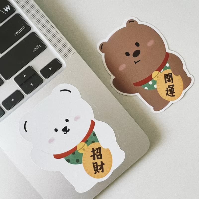 _ smallthings 農曆新年揮春 招財白丸 開運可可 防水貼紙