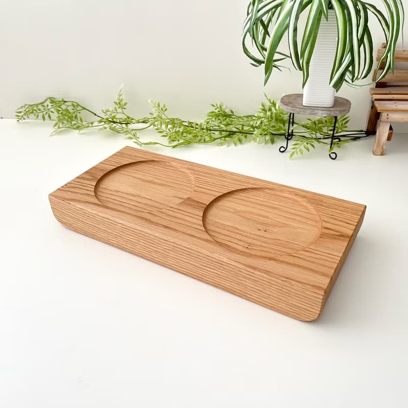 KATOMOKU 貓咪桌/為2件 橡木 日本製造　喂食碗