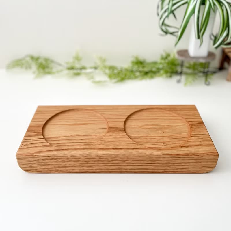 KATOMOKU 貓咪桌/為2件 橡木 日本製造　喂食碗