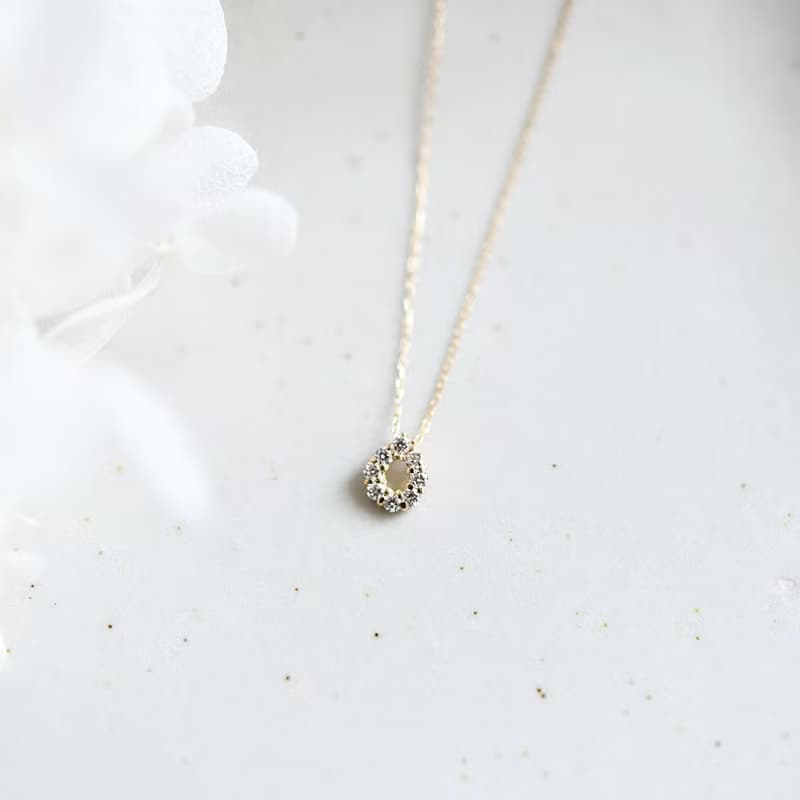 diamond necklace 永遠不変 K18金 しずく天然ダイヤモンドのネックレス 4月誕生石 単品