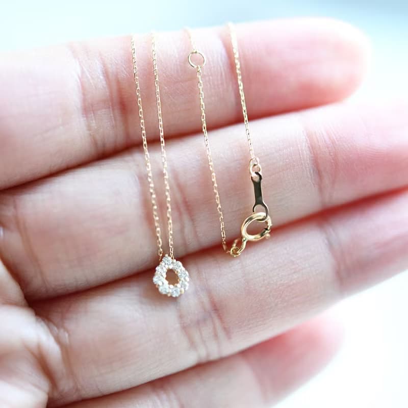 diamond necklace 永遠不変 K18金 しずく天然ダイヤモンドのネックレス 4月誕生石 単品