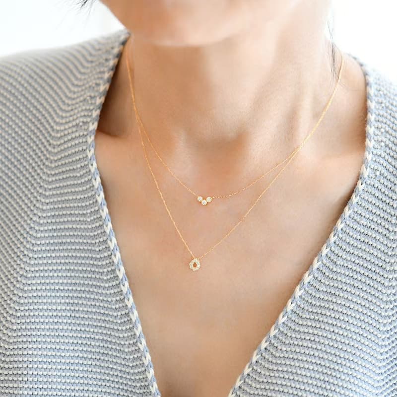 diamond necklace 永遠不変 K18金 しずく天然ダイヤモンドのネックレス 4月誕生石 単品