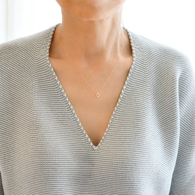 diamond necklace 永遠不変 K18金 しずく天然ダイヤモンドのネックレス 4月誕生石 単品
