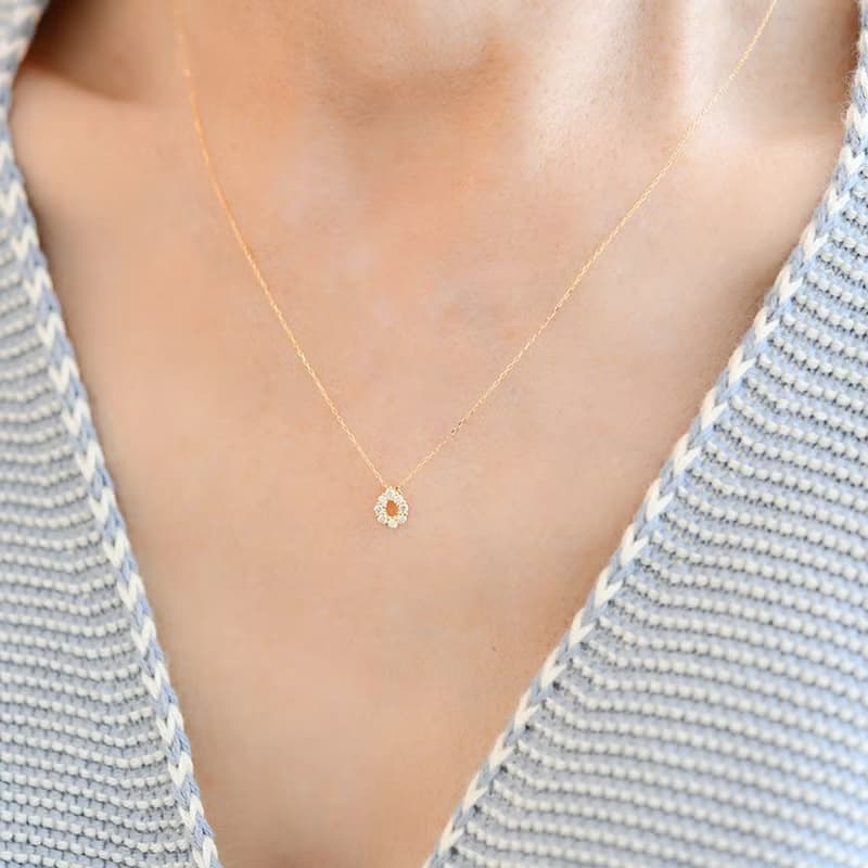 diamond necklace 永遠不変 K18金 しずく天然ダイヤモンドのネックレス 4月誕生石 単品