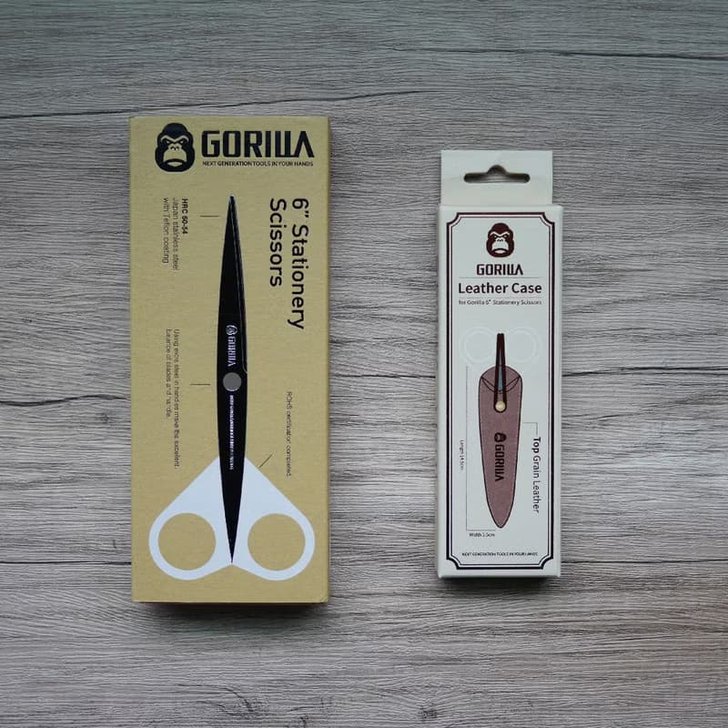 【Gorilla】6吋超耐用不沾膠文具剪刀+【Gorilla】文具剪專用皮套