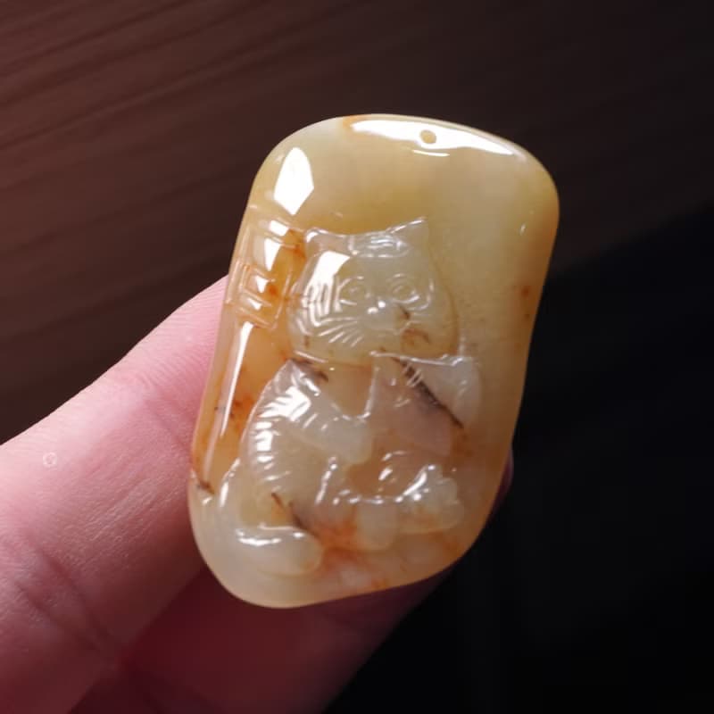 冰黃翡翡翠巧雕老虎項鍊 | 天然緬甸玉A貨翡翠 | 送禮