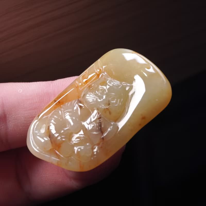 冰黃翡翡翠巧雕老虎項鍊 | 天然緬甸玉A貨翡翠 | 送禮