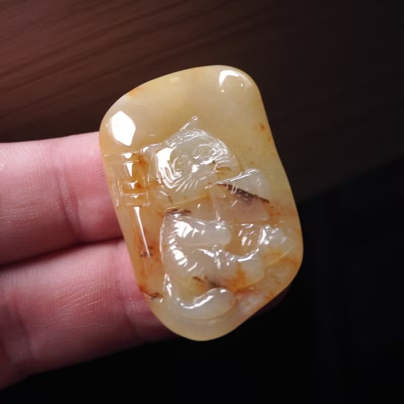冰黃翡翡翠巧雕老虎項鍊 | 天然緬甸玉A貨翡翠 | 送禮