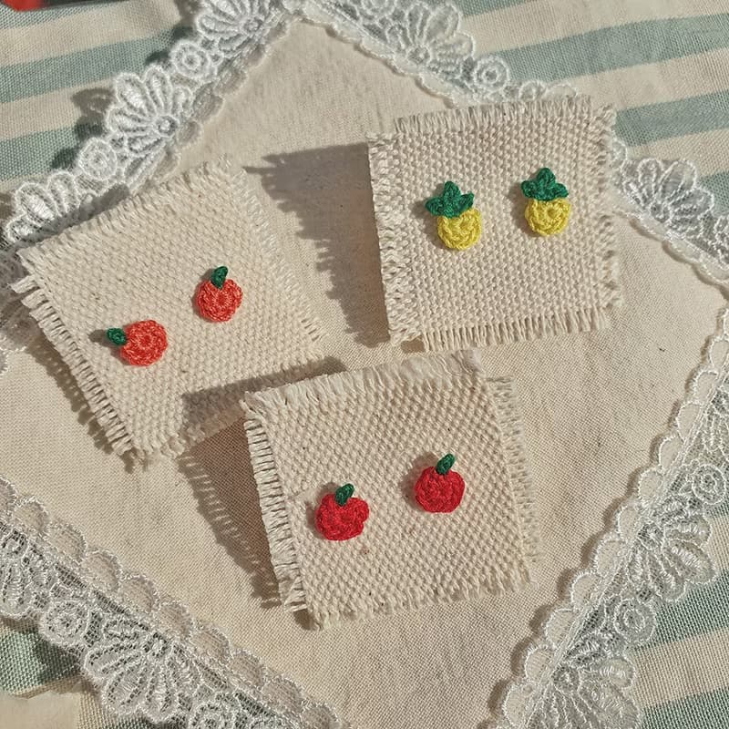 Handmade Fruit crochet earrings (Sterling silver)
