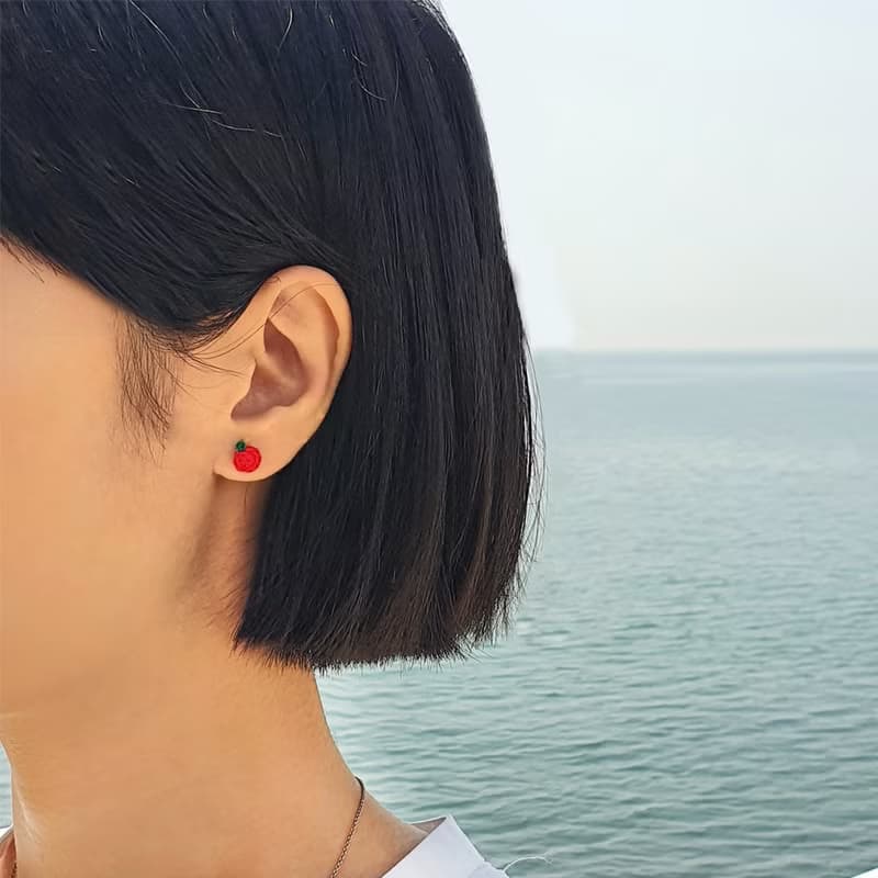 Handmade Fruit crochet earrings (Sterling silver)