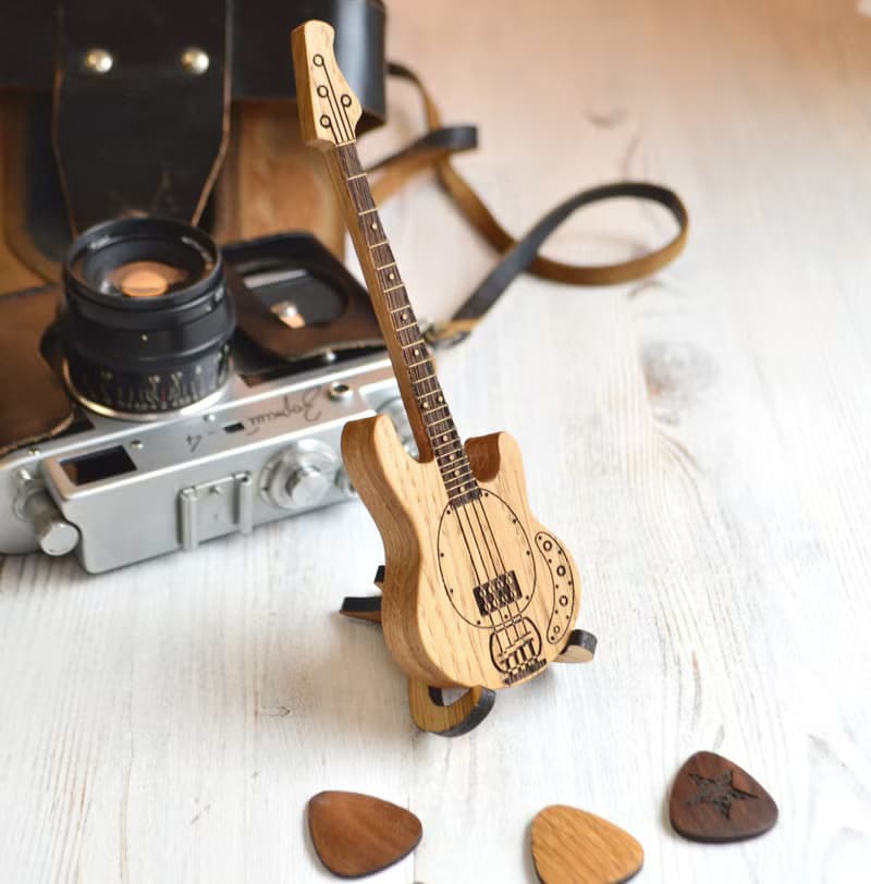 低音吉他个性化挑选框与刻镐  木镐持有人的礼物