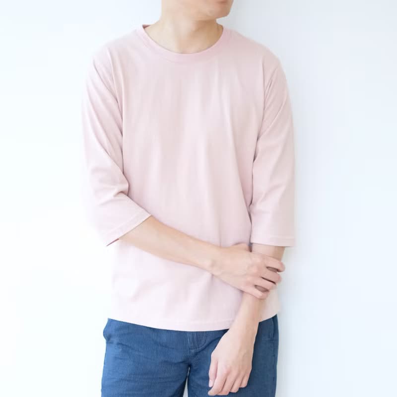 夏日加厚7分袖T 中性T恤 /簡約款式/純棉材質/藍染/素T/情侶/禮物