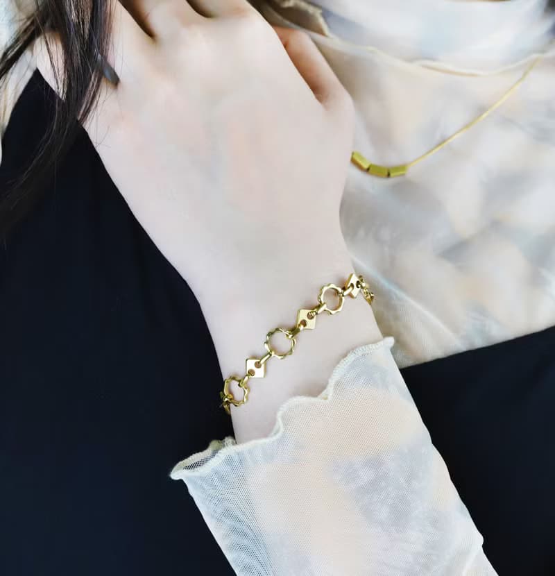 太陽花齒輪手鍊 316L醫療鋼 / 金色