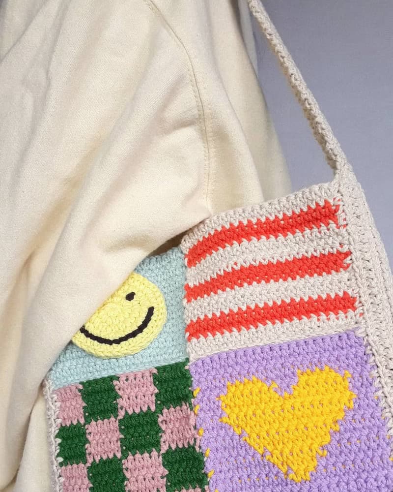 Lovely Smiley Square Bombs ,Shoulder Bag ,Crochet ,Bag ,Handmade ,Gift
