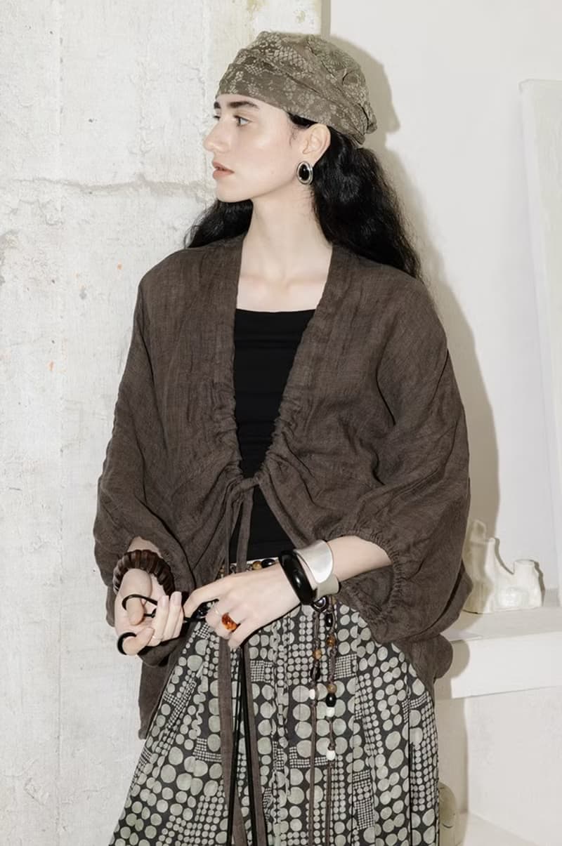 法式復古 肌理皺感色織亞麻襯衫