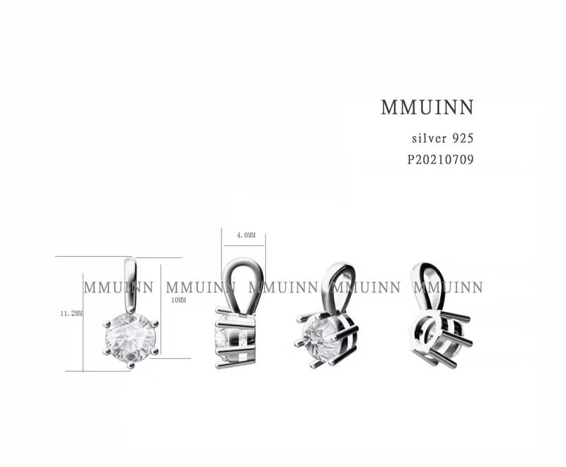 高品質-瑩亮白水晶6mm純銀玫瑰金項鍊