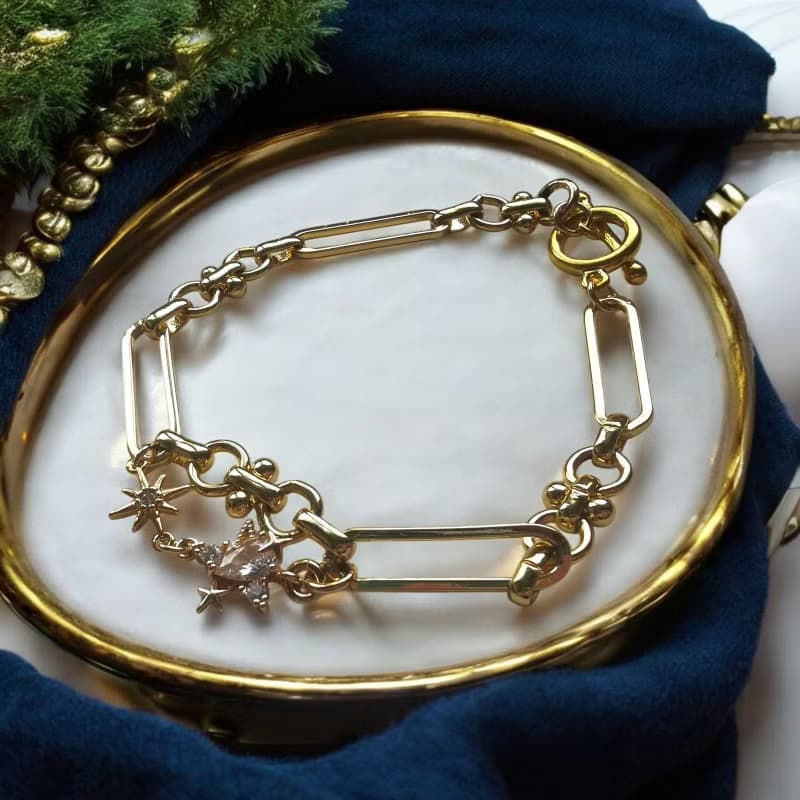 星屑のジルコニアブレスレット　18kgp本金メッキ