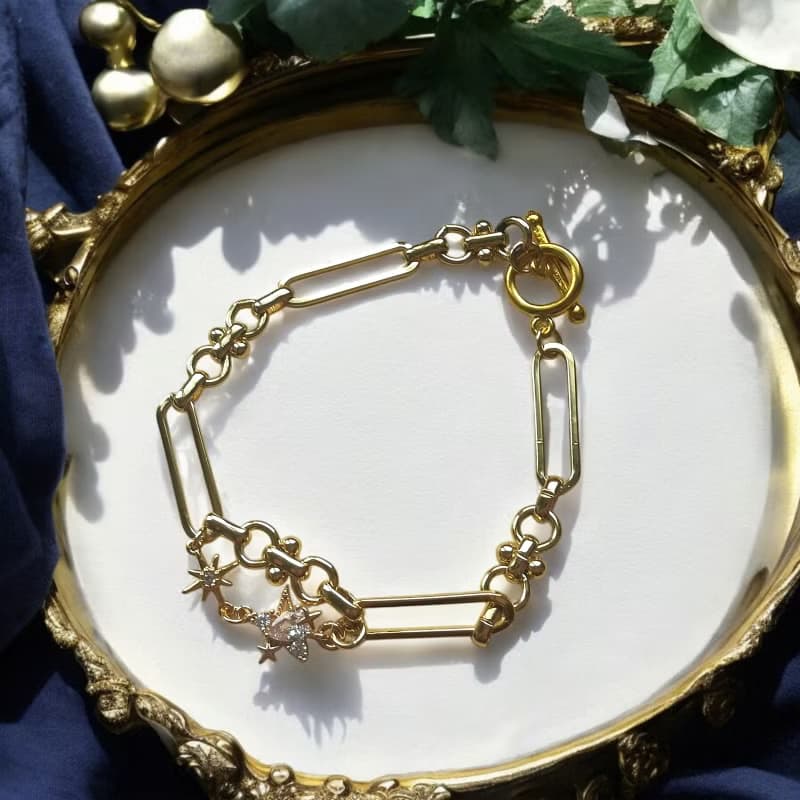 星屑のジルコニアブレスレット　18kgp本金メッキ